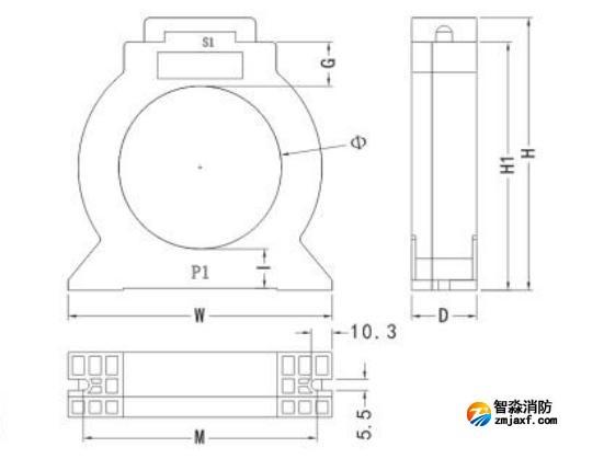 閉口式，圓孔100A-630A外形尺寸圖